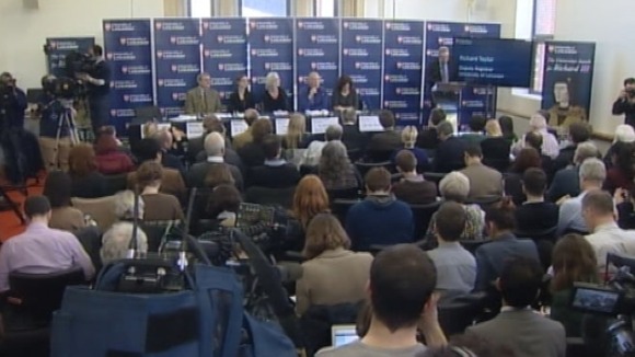 The news conference in Leicester
