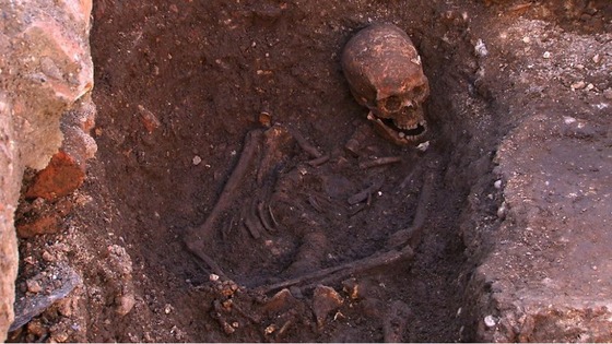 The remains of Richard III, uncovered in a council car park in Leicester.