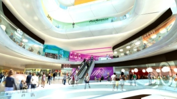 Computer generated image of shopping area