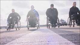 Planes have been replaced with wheelchairs on the Northamptonshire runway for the charity challenge "Push500".