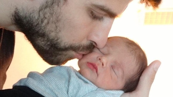 Shakira's recently-born baby Milan with his father Gerard Pique.