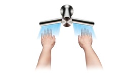 Hands being dried by tap