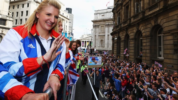 Rebecca Adlington at the London 2012 Victory Parade for Team GB and Paralympics GB athletes through central London