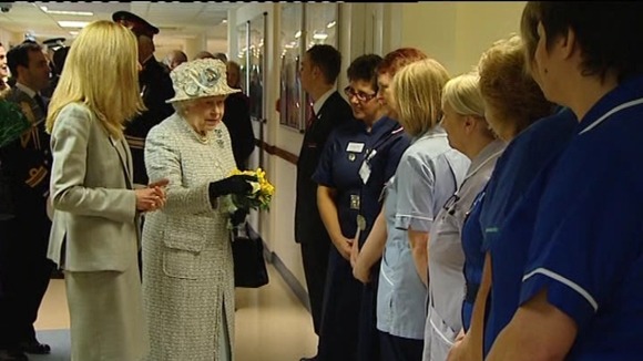 The Queen greets staff at the hospital