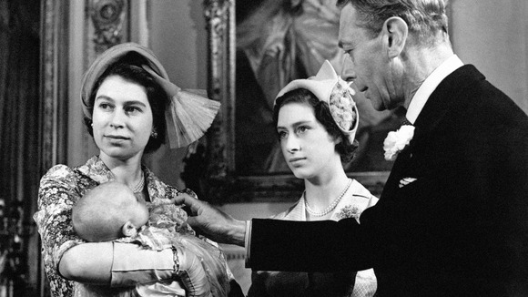 King George VI with Princess Elizabeth, Princess Margaret and his granddaughter Princess Anne in 1950