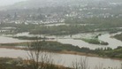 Usk valley in flood this morning