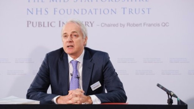 Robert Francis QC's reads a statement to the media following the publication of his report on the Mid-Staffordshire NHS