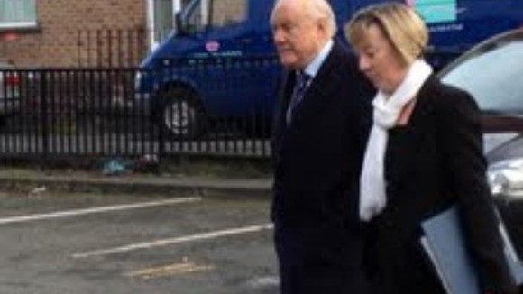 Broadcaster Stuart Hall arriving at Preston Magistrates Court this morning