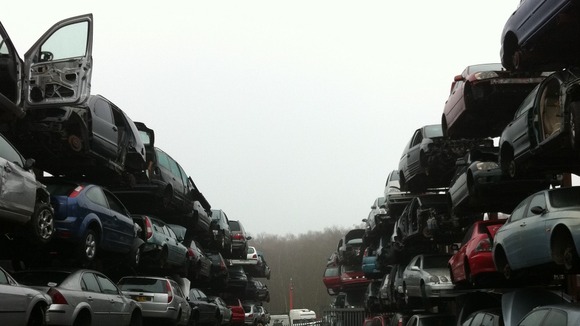 Vehicles awaiting crushing