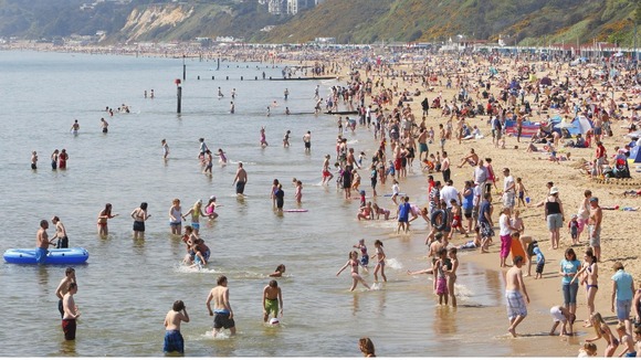 Bournemouth beach on Good Friday last year as people enjoyed the warm weather.