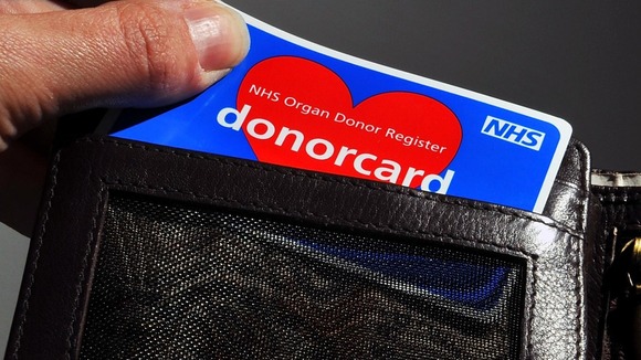 An NHS organ donor card, Spain has nearly double the number of organ donations as they use an 'opt-out' system