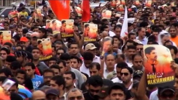 Protesters on the streets of Bahrain.