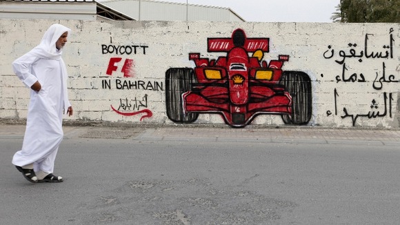 Anti-Formula One graffiti in Bahrain.