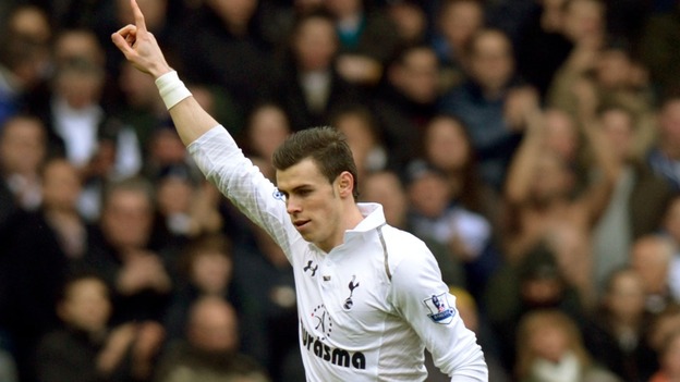 Bale scoring his first goal from a free kick against Newcastle.