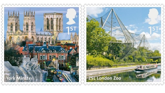 York Minster and ZSL London Zoo are featured on the new collection of stamps