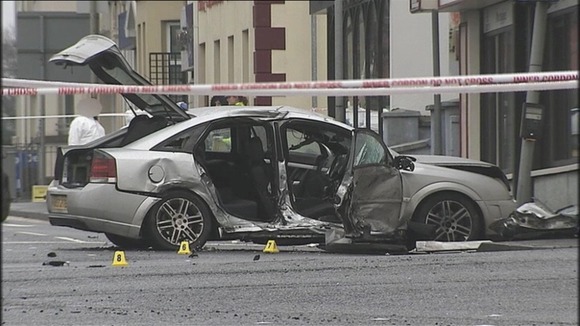The unmarked police car in which Constable Reynolds was killed and two other officers were injured