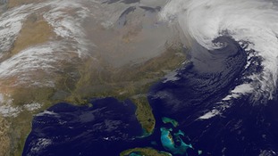 A blizzard is seen over Canada and the northeastern United States