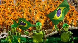 Revellers of Portela samba school dance at the festival.