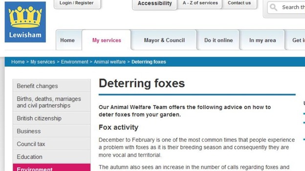 Lewisham Council's website offers advice of how to stop Fox problems