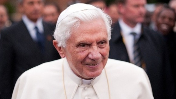 Pope Benedict XVI pictured on a visit to Oscott College in Birmingham in 2010.