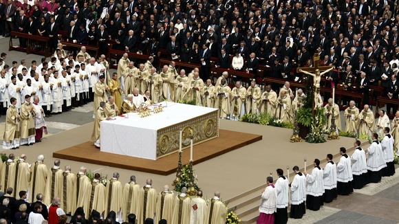 Pope Benedict XVI succeeded Pope John Paul II.