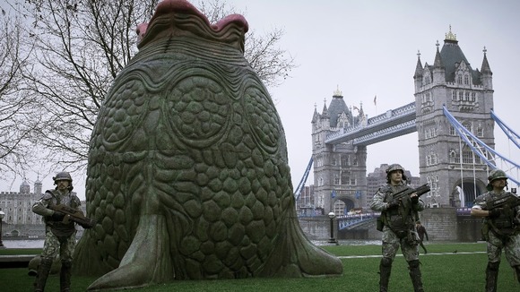 The six meter high egg next to Tower Bridge