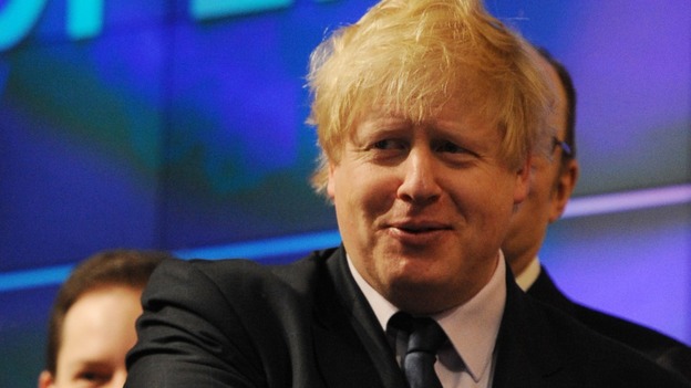 London Mayor Boris Johnson pictured opening trading at the London Stock Exchange today.
