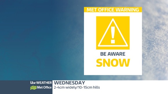 Snow weather warning for the region