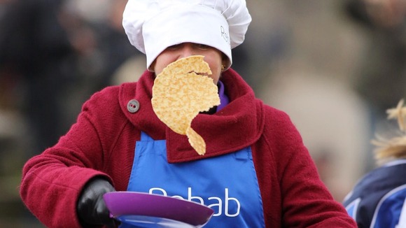 Baroness Kramer makes life difficult for herself while flipping the pancake.