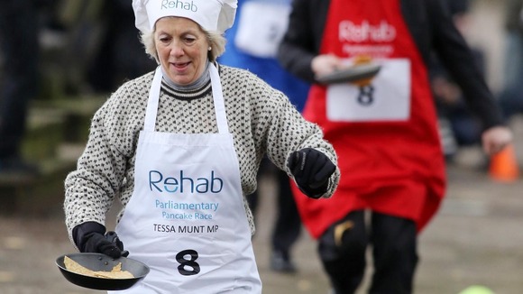 Lib Dem MP Tessa Munt concentrates as she heads the field.