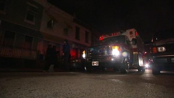 An ambulance at the scene of a shooting