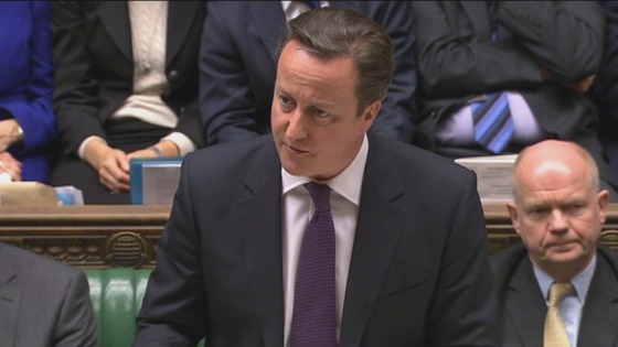 Prime Minister David Cameron addresses the House of Commons.