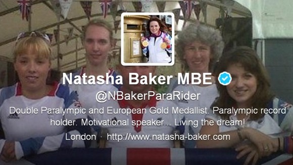 Paralympic rider Natasha Baker MBE's new Twitter profile