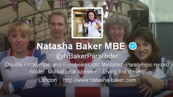 Paralympic rider Natasha Baker MBE's new Twitter profile