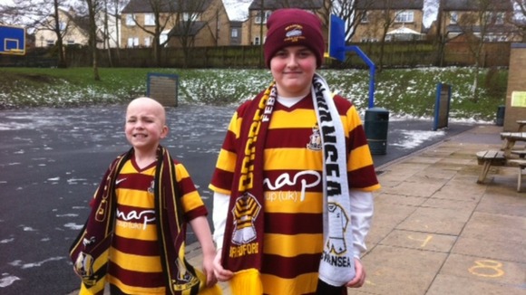 Bradford City mascots Jake Turton and Ryan Siddall