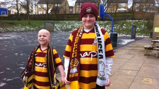 Bradford City mascots Jake Turton and Ryan Siddall