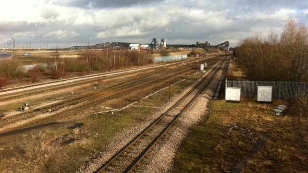 Rail line damaged by landslip