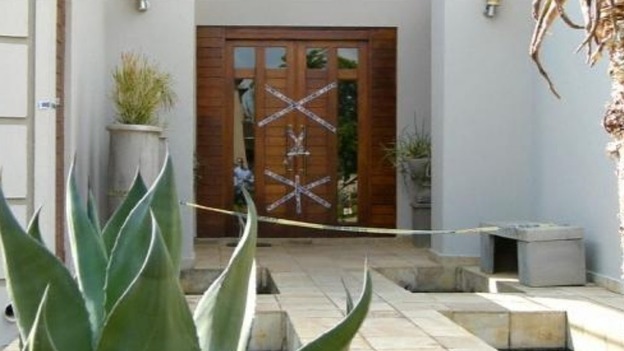 The front door of Oscar Pistorius' home in Pretoria, South Africa