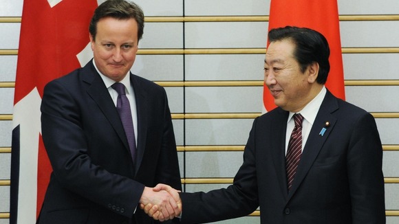 Prime Minister David Cameron meets with Japanese Prime Minister Yoshihiko Noda
