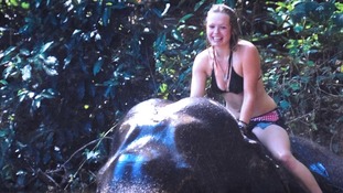 Scarlett riding elephant