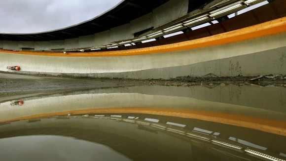 Latvia's Tomass Dukurs during the men's skeleton test event