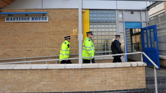 Police attending Hastings House where the woman fell