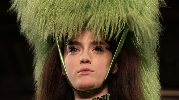 Models on the catwalk during the Pam Hogg Autumn/Winter 2013 presentation.