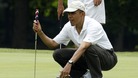 US President Barack Obama seen in 2011 playing golf at Maryland
