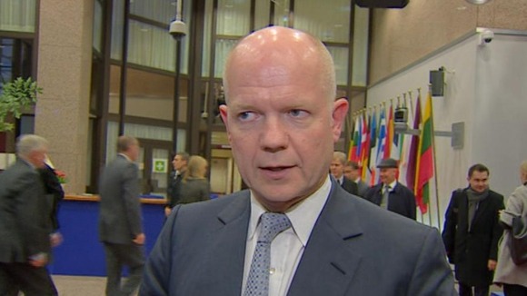 Foreign Secretary William Hague in Brussels this afternoon