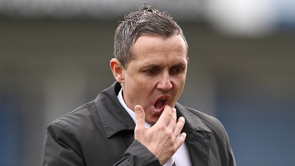 Luton Town manager Paul Buckle at half time during FA Cup tie against Milwall