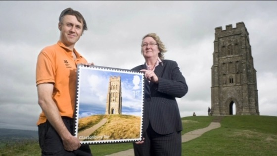 Stamp on display at Glastonbury Tor