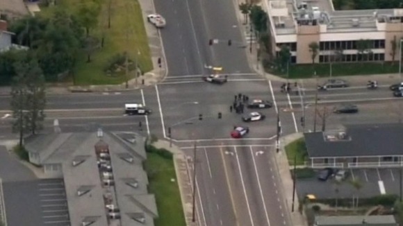 Police in California at the scene of one of the shootings
