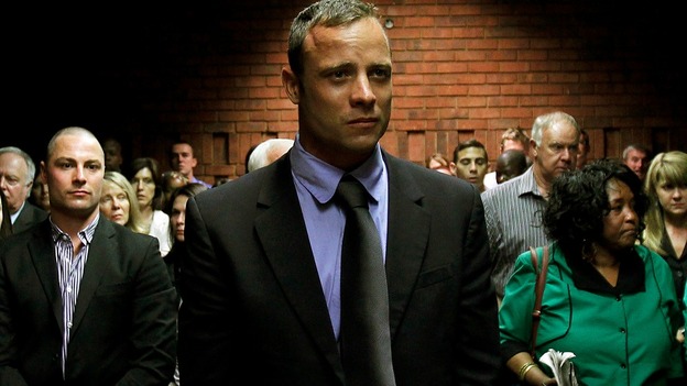 Oscar Pistorius appears in court during a bail hearing earlier today