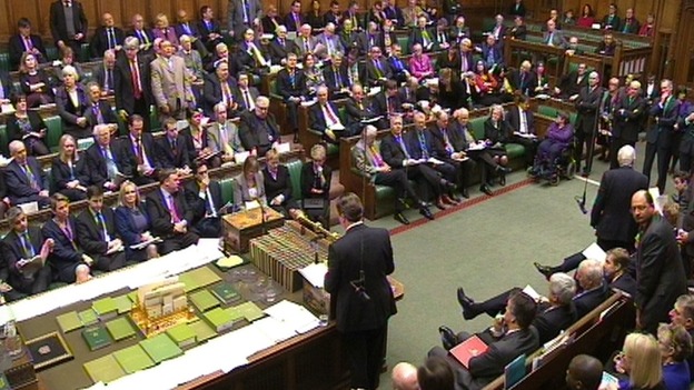 Prime Minister David Cameron speaks during Prime Minister's Questions in the House of Commons.